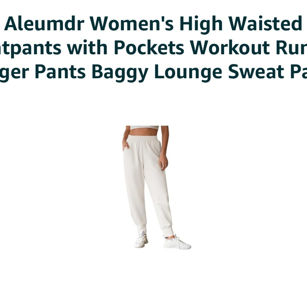 White High Waisted Track Pants with Tapered Leg